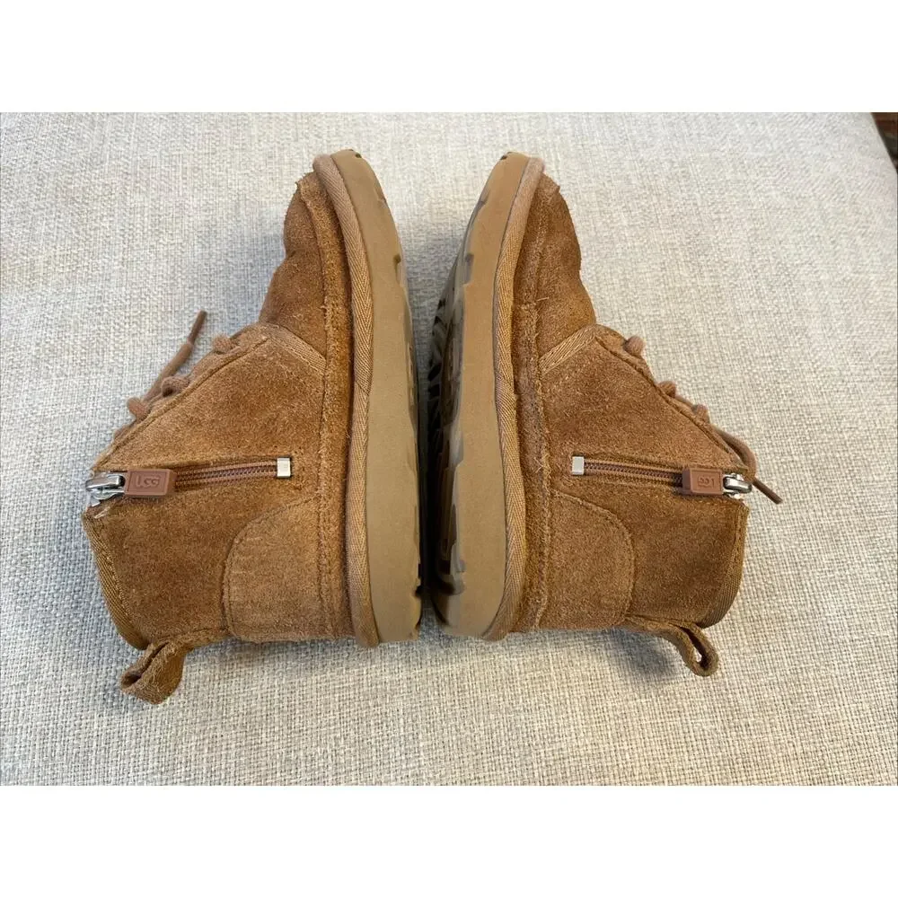 UGG Neumel Kids Size 12 Suede Brown Chestnut Zip Boots Kids Toddler Unisex